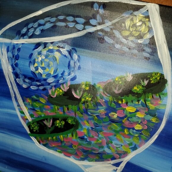 🦄 Look Ponde Glass || Painting Of A Pond Inside A Wine Glass || Worldly Wonders - Picture 3 of 7